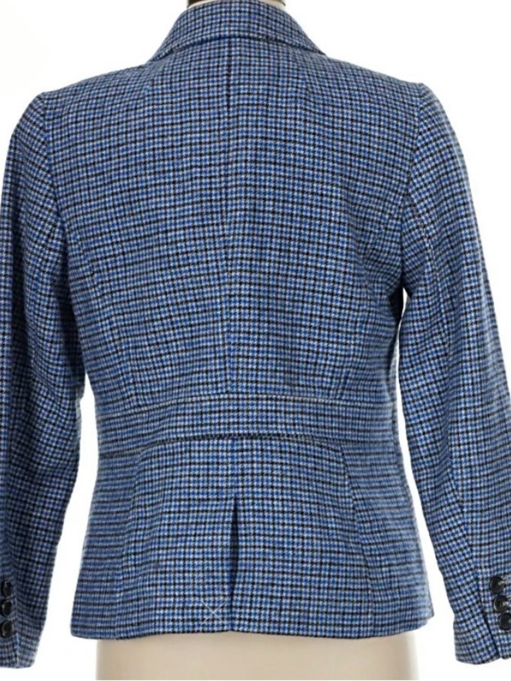 Talbots Aberdeen Classic Houndstooth Blue Tweed Blazer Jacket - Women - Picture 3 of 8
